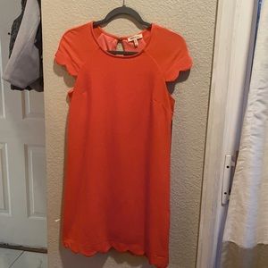 Coral scallop trimmed dress